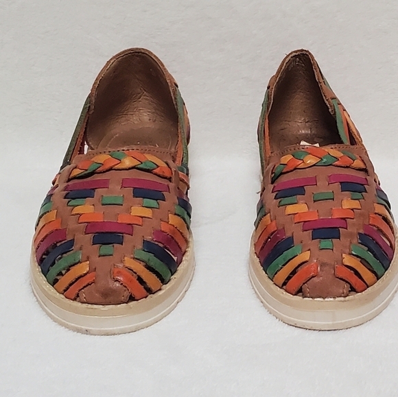 Boho Mexican Style Rainbow Braided Leather Chunky Sole Huarache Sandals - Picture 2 of 14
